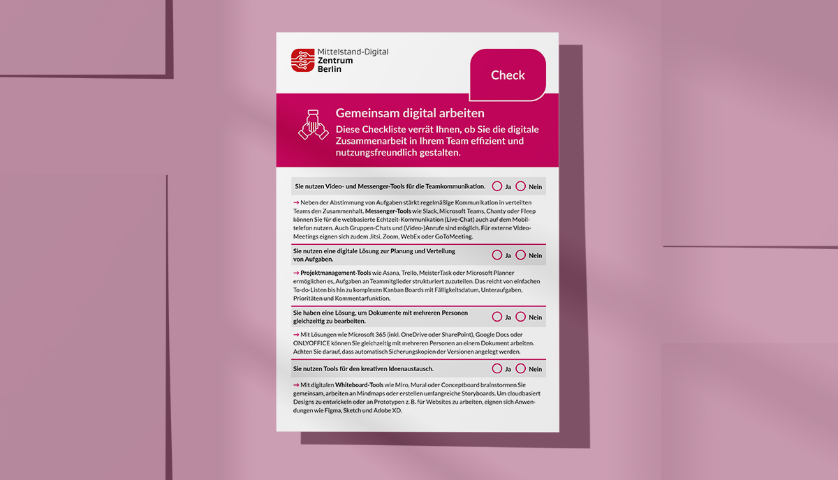 Gemeinsam digital arbeiten? Diese Checkliste verrät Ihnen, ob Sie die digitale Zusammenarbeit in Ihrem Team effizient und nutzungsfreundlich gestalten.