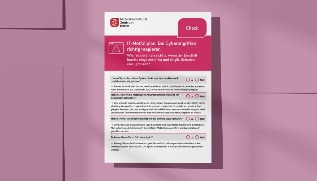 Checkliste: IT-Notfallplan: Bei Cyberangriffen richtig reagieren